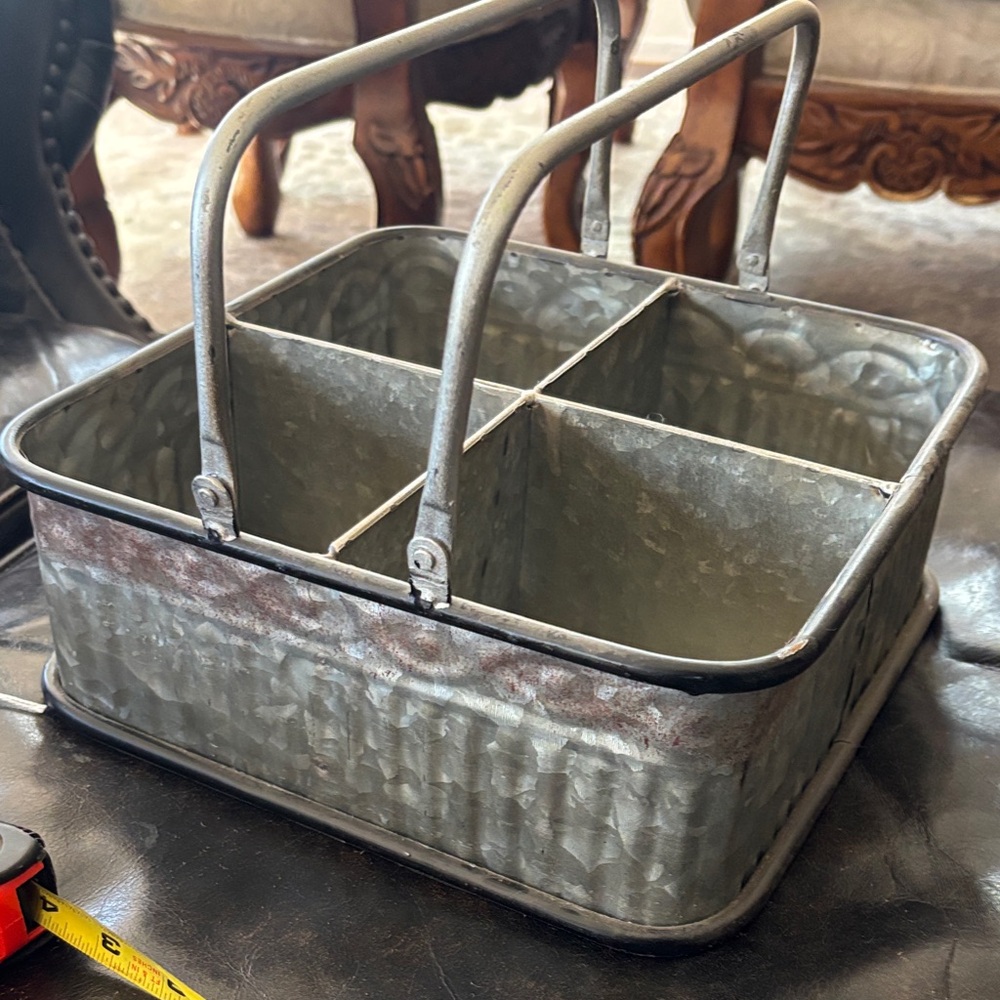 Metallic Storage Caddy with Handles